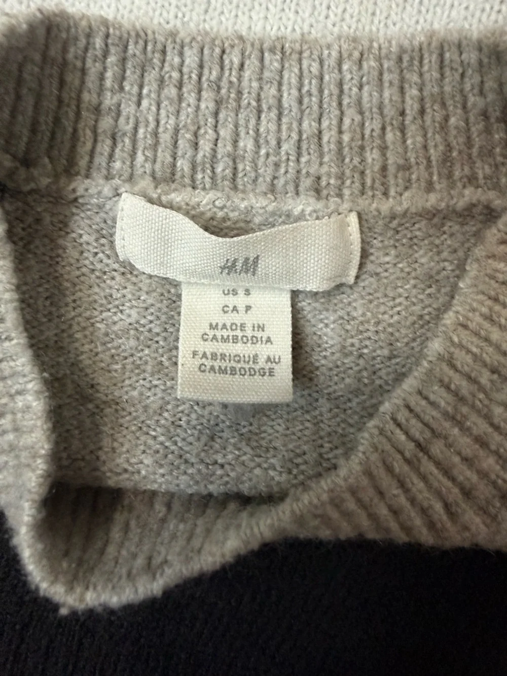 H&M Colorblock Knit Sweater Blue Gray White Black Crew Neck Pullover Size S - Picture 7 of 15